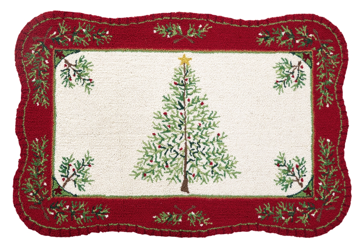 31SERX508C03 2 x 3 ft. Holiday Pine Hook Area Rug, Multi Color