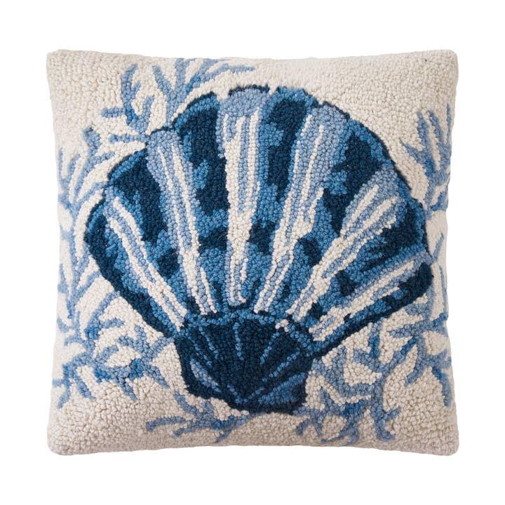 30SJM11183C16SQ 16 x 16 in. Scallop Poly Fill Hook Pillow, Multi Color