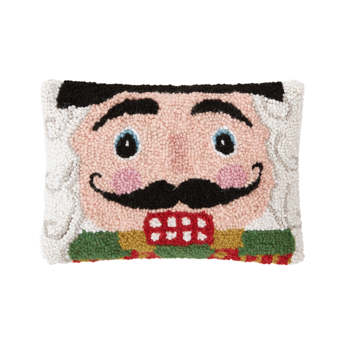 31AV773C12OB 8 x 12 in. Nutcracker Face Poly Fill Hook Pillow, Multi Color