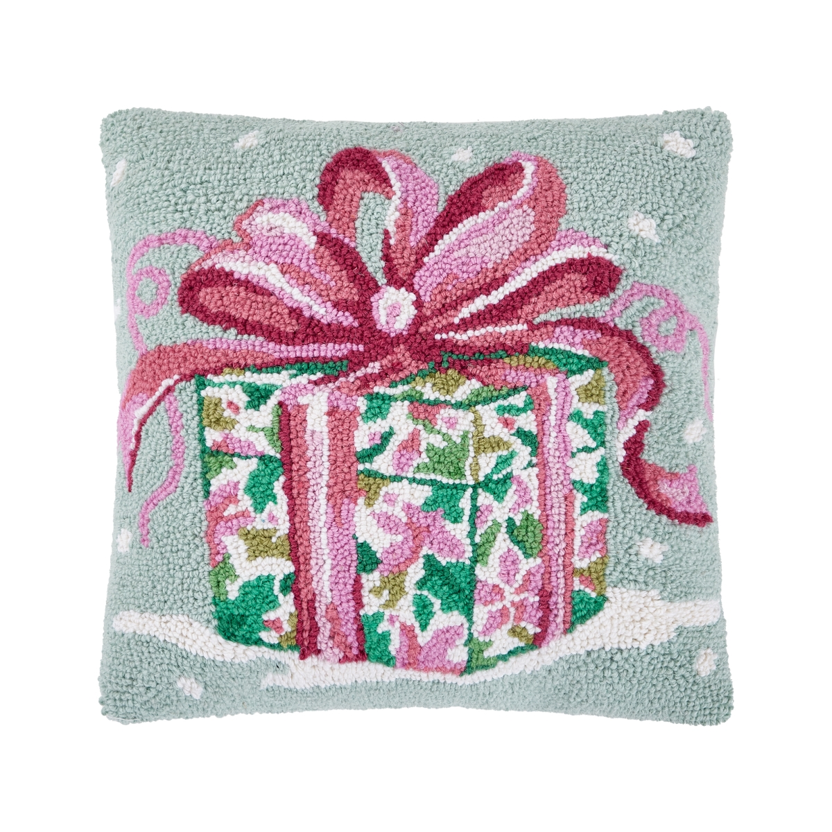 31SJM11199C16SQ 16 x 16 in. Pink Present Poly Fill Hook Pillow, Multi Color