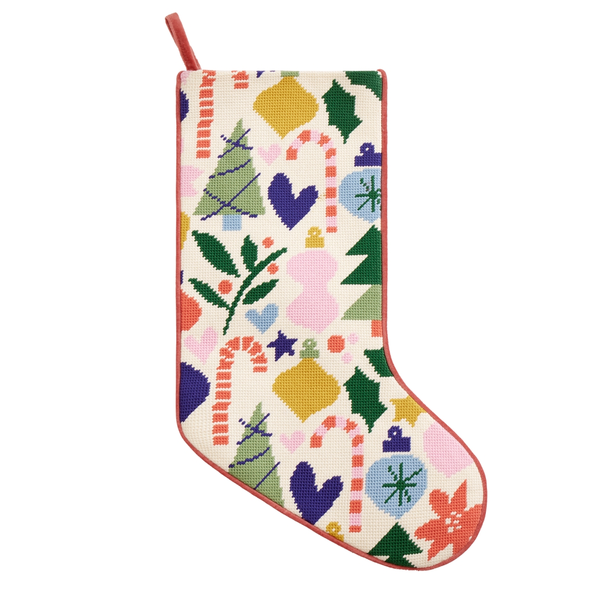 31APS232MC 11 x 18 in. Holiday Icons Embroidered Needlepoint Stocking, Multi Color
