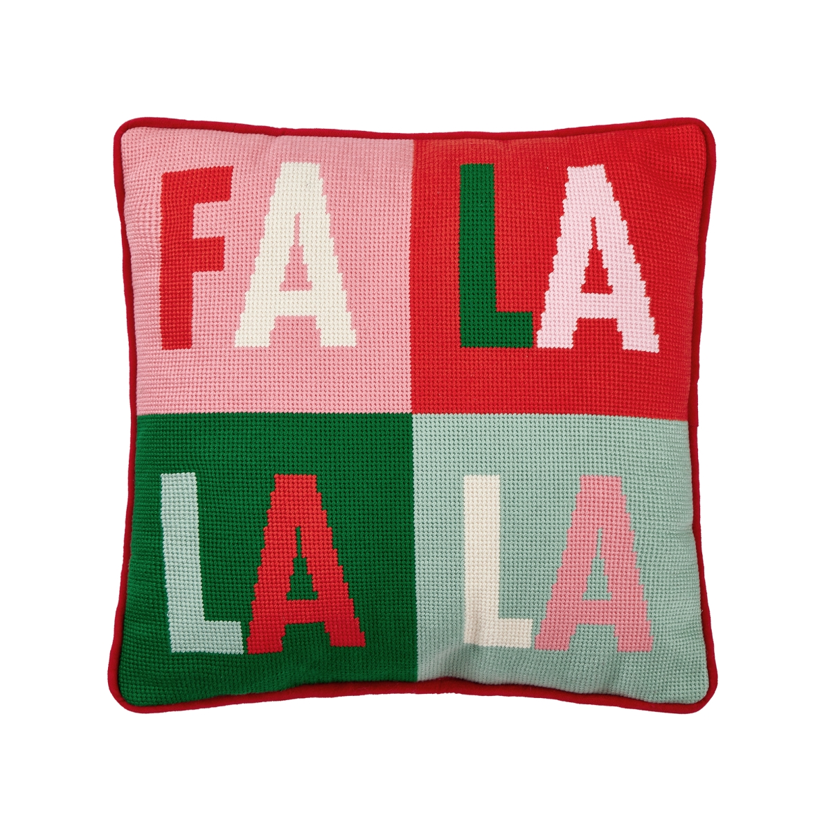 31APS262C14SQ 14 x 14 in. Fa La La Quadrant Embroidered Blown In Fill Needlepoint Pillow, Multi Color