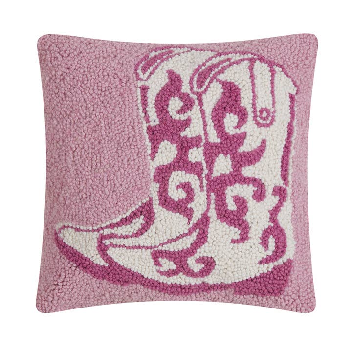 14 x 14 in. Pink Cowboy Boots Poly Fill Hook Pillow, Multi Color