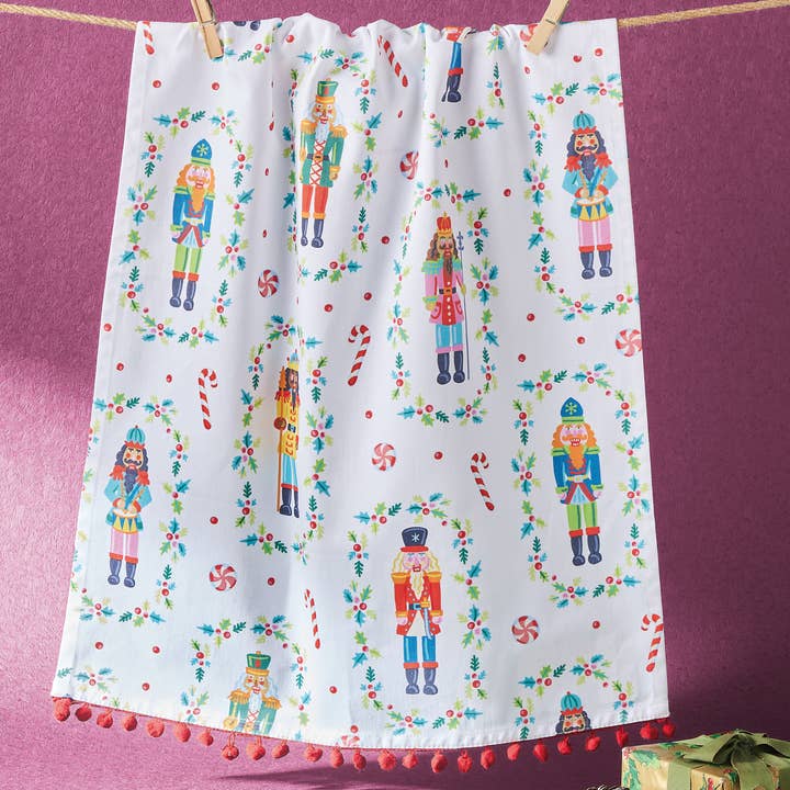 Picture of Peking Handicraft 04AS74WC 18 x 25 in. Nutcrackers with Pom Pom Kitchen Towel, Multi Color 