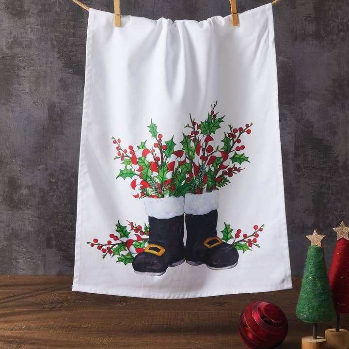 Picture of Peking Handicraft 04SERX492WC 18 x 25 in. Santa Boots Kitchen Towel, Multi Color 