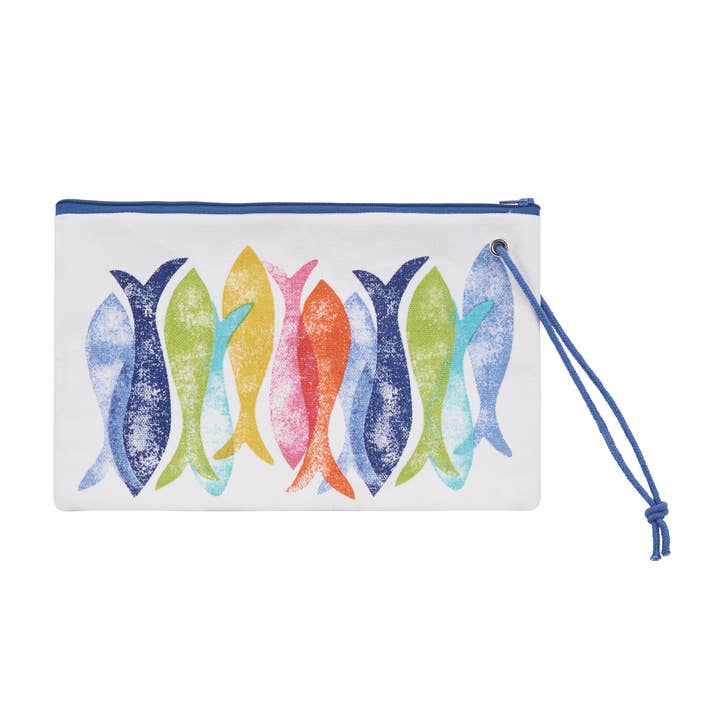 Picture of Peking Handicraft 19KN334C06 10 x 6 in. Fiesta Fish Wristlet Cosmetic Bag&#44; Multi Color - Pack of 2