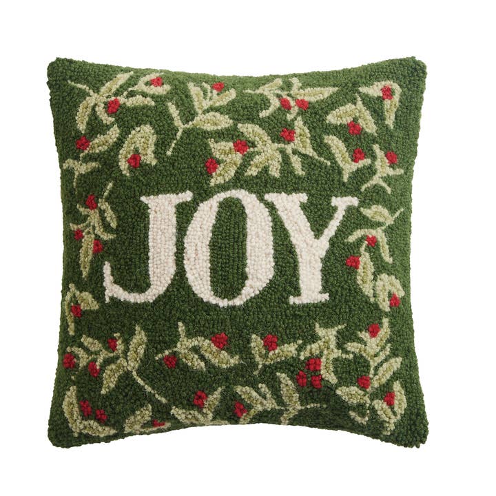 31AV163C16SQ 16 x 16 in. Holiday Joy Poly Fill Hook Pillow, Multi Color
