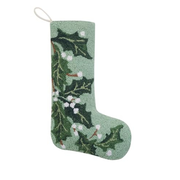 31GY2020MC 12 x 20 in. Wool & Poly Holly Stockings Holly, Green