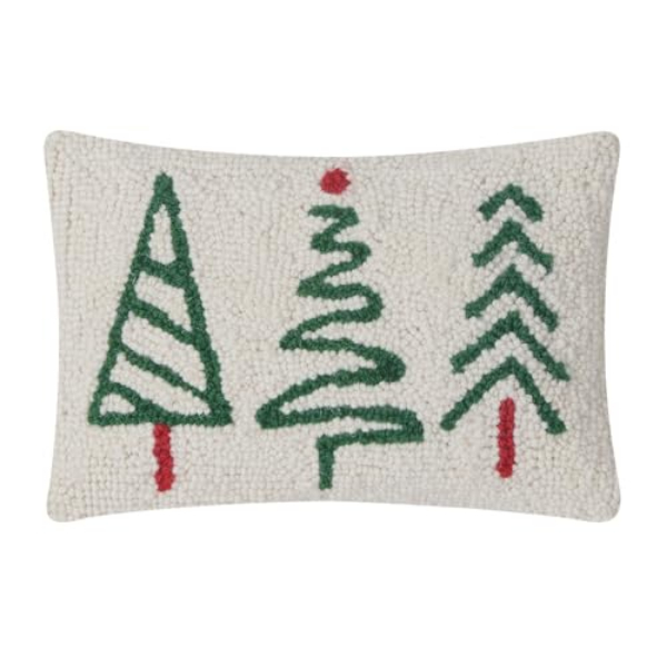 31AV178C12OB 8 x 12 in. Christmas Trees Trio Polyester Filler Hook Pillows, Multi Color