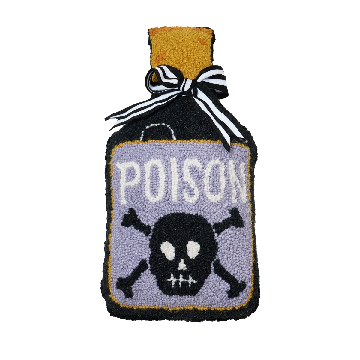 31AV481C16OB 9 x 16 in. Shaped Poison Bottle Blown In Fill Hook Pillow, Multi Color