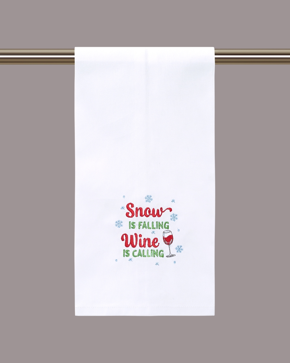 Picture of Peking Handicraft 04AV695WC 16 x 25 in. Snow Is Falling Wine Kitchen Towel, Multi Color 
