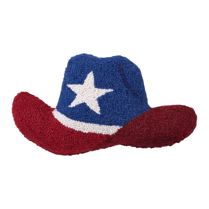 30AV672C16OB 9 x 16 in. Cowboy Shaped Patriotic Hat Pillow, Multi Color