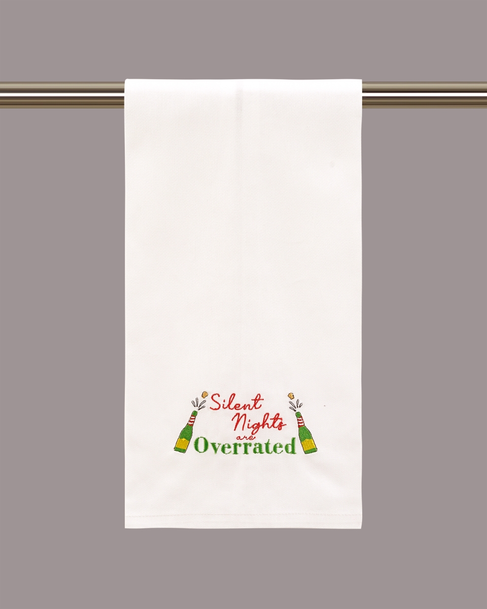 Picture of Peking Handicraft 04HRS2162WC 16 x 25 in. Silent Nights Are Overrated Kitchen Towel, White 