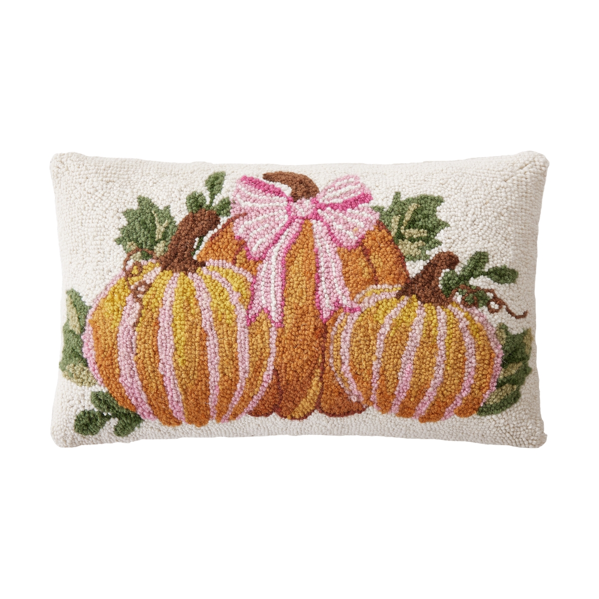 31AV691C20OB 12 x 20 in. Stripe Pumpkin Trio Poly Fill Hook Pillow, Multi Color