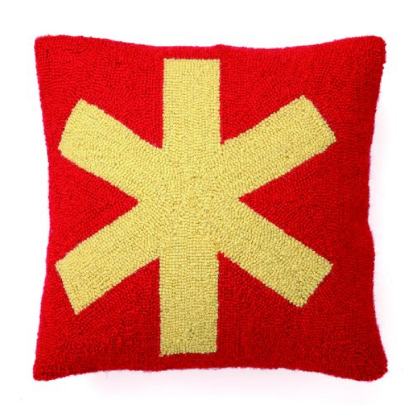 Picture of Peking Handicraft 30TA1664C16SQ 16 x 16 in. Asterisk Wool & Cotton Hook Pillow&#44; Multi Color