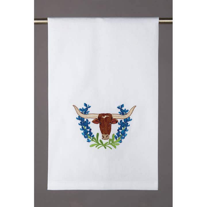 Picture of Peking Handicraft 04SJM8320WC 16 x 25 in. Blue Bonnet Long Horn Kitchen Towel, Multi Color 