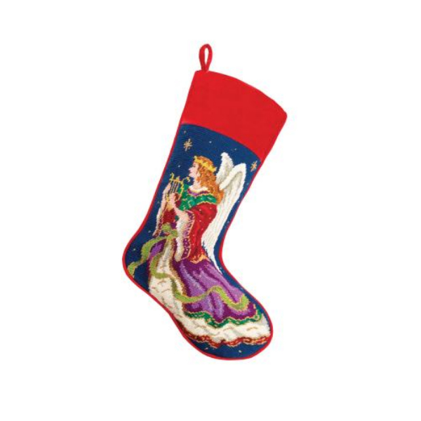 Picture of Peking Handicraft 31SJM9529MC 11 x 18 in. Angel Needlepoint Stocking&#44; Multi Color