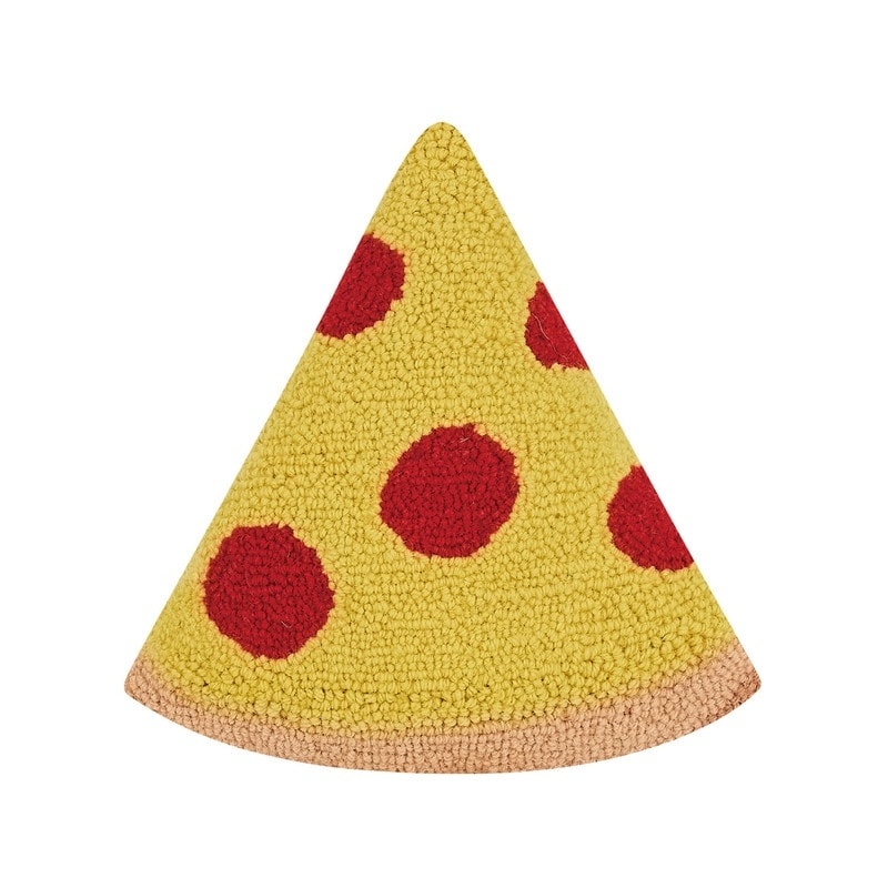 30GY1151C12SQ 12 x 12 in. Pizza Shaped Hook Pillow, Yellow