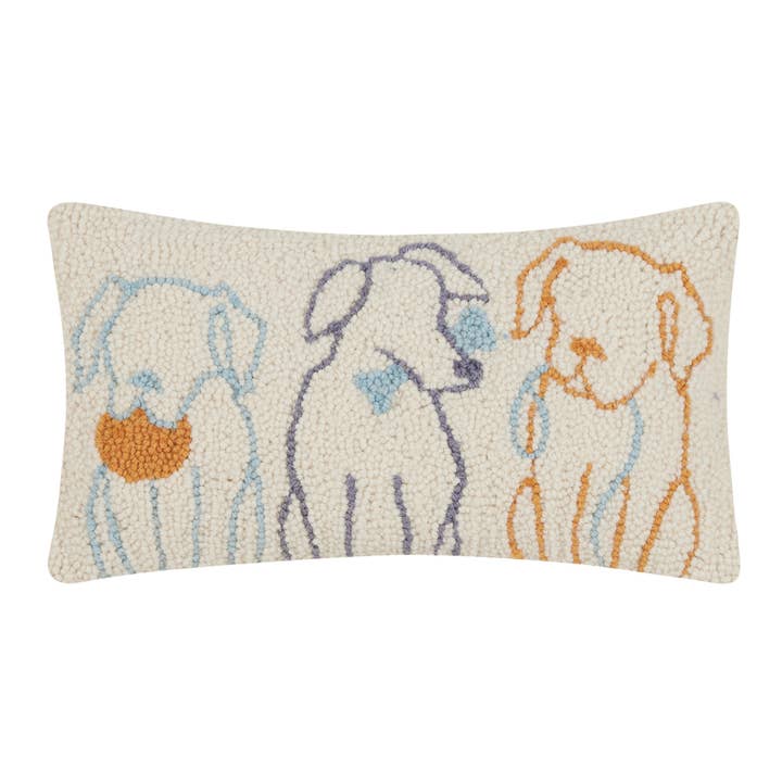 30AV5C16OB 9 x 16 in. Dog Silhouettes Poly Fill Hook Pillow, Multi Color