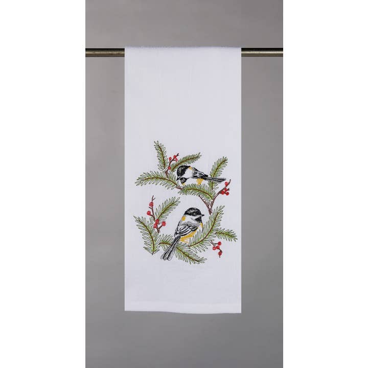 04SJM10263WC 18 x 25 in. Chickadee Embroidered Kitchen Towel, Multi Color