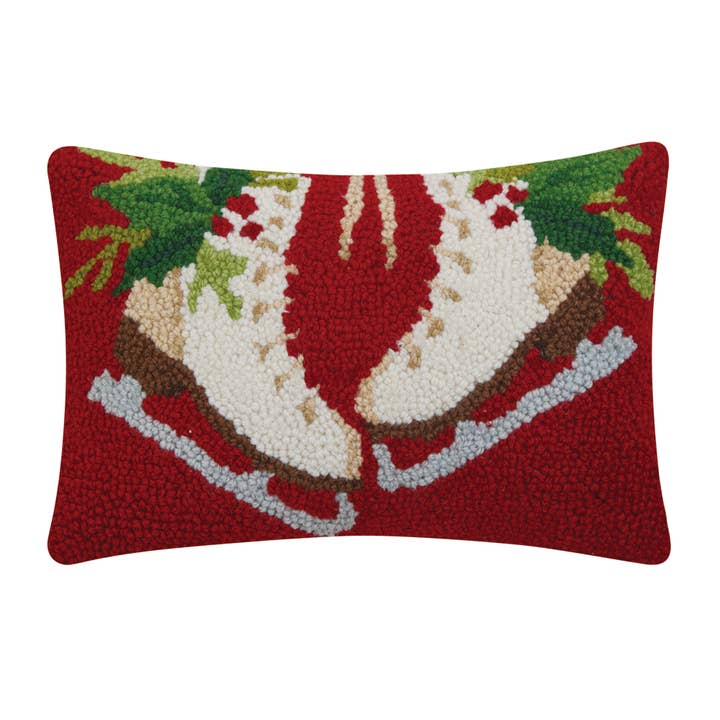 31AV206C12OB 8 x 12 in. Holiday Ice Skates Poly Fill Hook Pillow, Multi Color