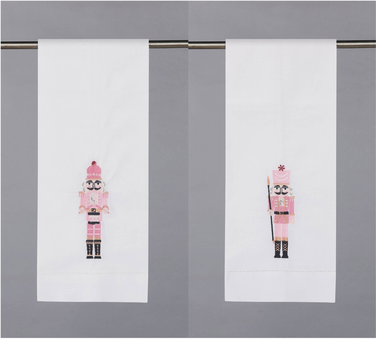 04AV166WC 14 x 22 in. Candies Nutcracker Embroidered Guest Towel, White - Set of 10