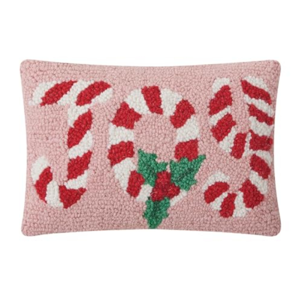 31AV187C12OB 8 x 12 in. Candy Cane Joy Polyester Filler Hook Pillows, Multi Color