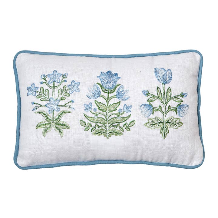 24AV344C16OB 9 x 16 in. Three Mughal Flowers Embroidered Poly Fill Hook Pillow, Multi Color