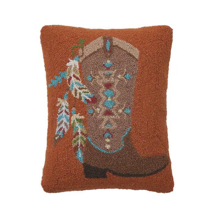 30SJM11075C18OB 14 x 18 in. Cowboy Boot Poly Fill Hook Pillow, Multi Color