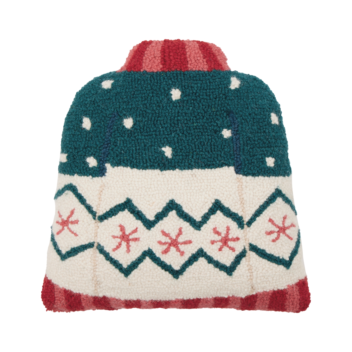 31AV492C14SQ 14 x 14 in. Shaped Holiday Sweater Blown In Fill Hook Pillow, Multi Color