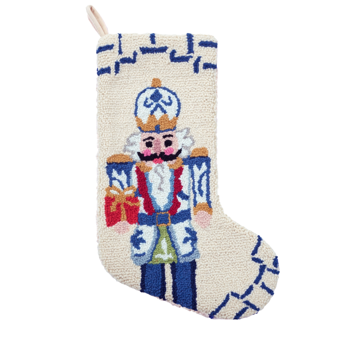 31SJM11187MC 12 x 20 in. Chinoiserie Nutcracker Hook Stocking, Multi Color