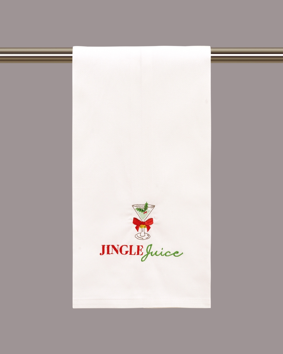 Picture of Peking Handicraft 04HRS2163WC 16 x 25 in. Jingle Juice Embroidered Kitchen Towel, White 