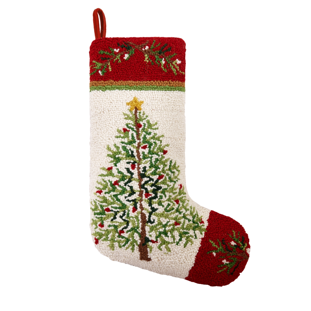 31SERX509MC 12 x 20 in. Holiday Pine Hook Stocking, Multi Color