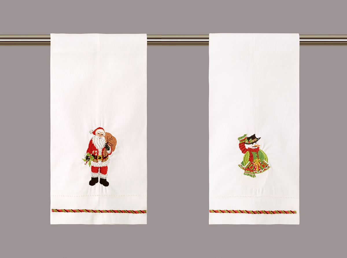 04SERX513WC 14 x 22 in. Santa Snowman Guest Towel, White - Set of 8