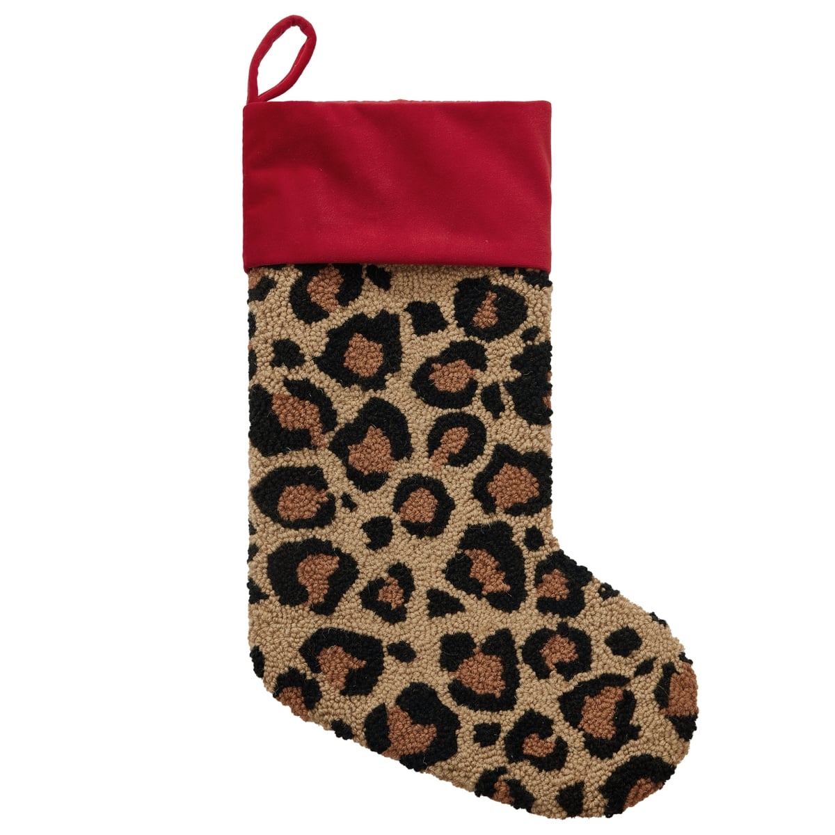 31SJM11224MC 12 x 20 in. Leopard Christmas Hook Stocking, Multi Color