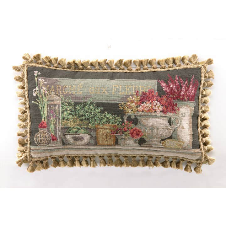 Picture of Peking Handicraft 30KW13C28OB 16 x 28 in. Marche Aux Fleurs Needlepoint Pillow&#44; Multi Color