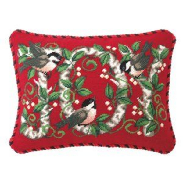 31SSX127C16OB 12 x 16 in. Joy Chickadee Needlepoint Pillow, Multi Color