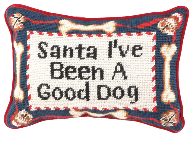 31TA601C12OB 8 x 12 in. Good Dog Needle Point Pillow, Blown in Filler