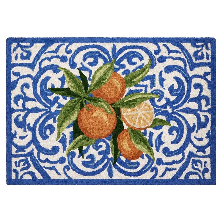 30SJM11258C03 2 x 3 ft. Mediterranean Oranges Hook Area Rug