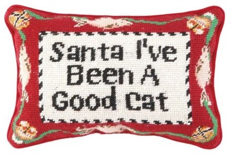 31TA591C12OB 8 x 12 in. Good Cat Needle Point Pillow, Blown in Filler