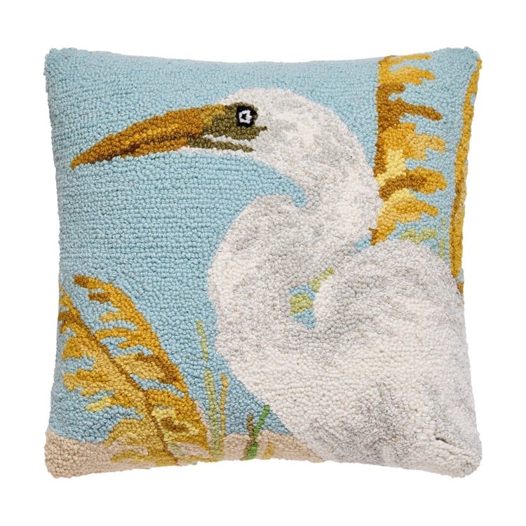 30SER646C16SQ 16 x 16 in. Great Egret Poly Fill Hook Pillow