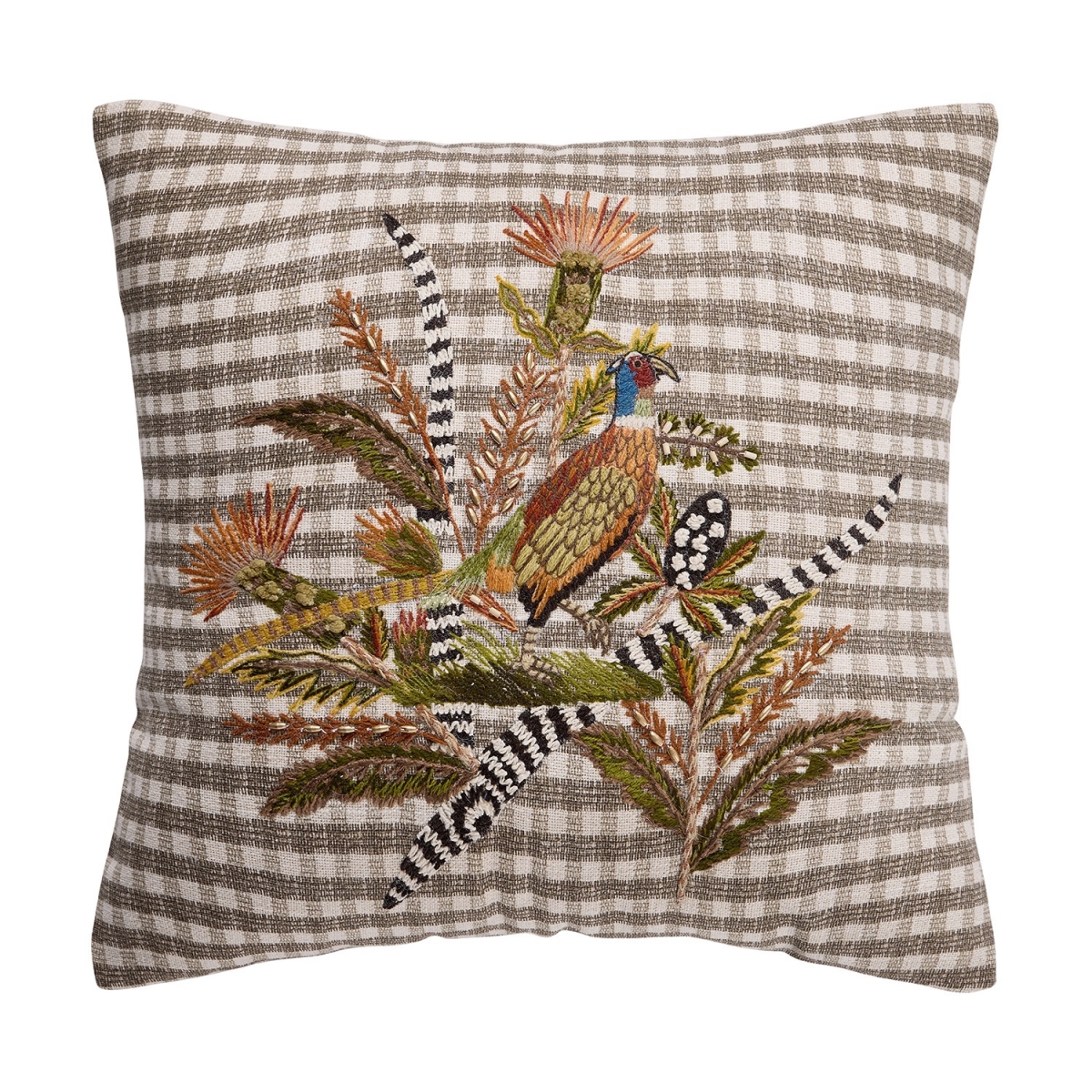 31GRA11C16SQ 16 x 16 in. Harvest Pheasant Embroidered Pillow with Poly Filled