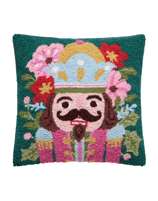 31AV997C16SQ 16 x 16 in. Holiday Nutcracker Poly Filled Hook Pillow