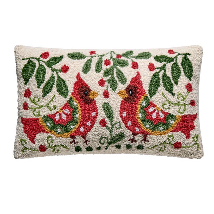 31AV1016C20OB 12 x 20 in. Holiday Cardinal Poly Filled Hook Pillow