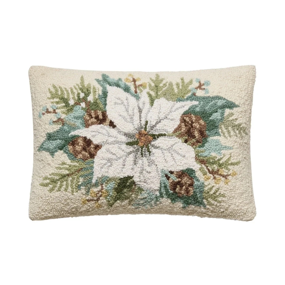 31SJM11345C18OB 12 x 18 in. Poinsettia Poly Filled Hook Pillow