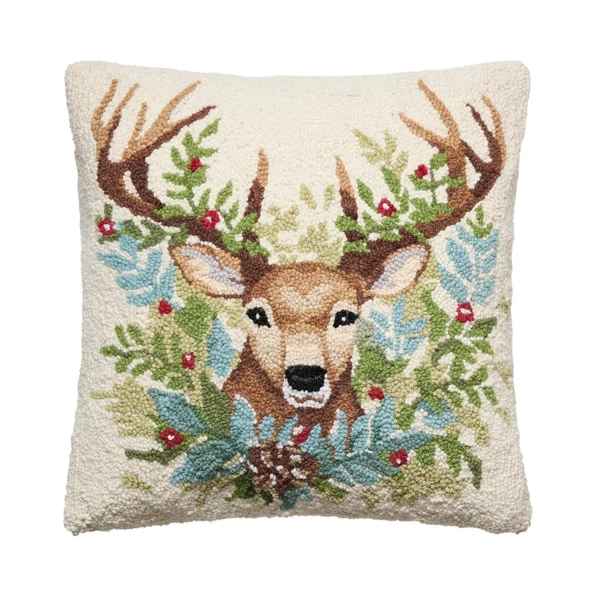 31SJM11351C18SQ 18 x 18 in. Deer Poly Filled Hook Pillow