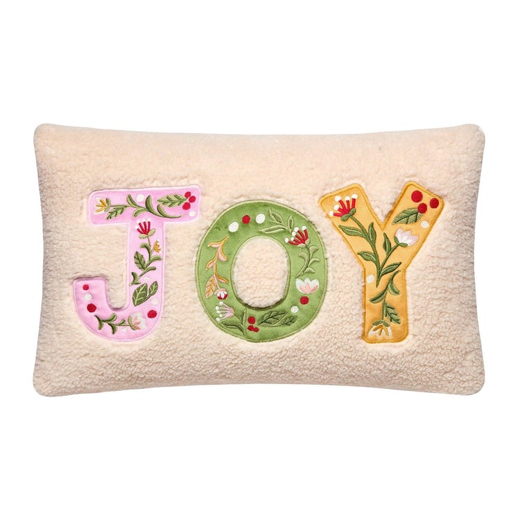 31AV994C18OB 12 x 18 in. Joy Applique Embroidered Poly Filled Pillow, Pack of 2