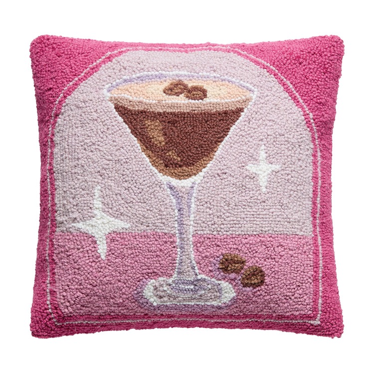 30AV1143C16SQ 16 x 16 in. Espresso Martini Poly Filled Hook Pillow