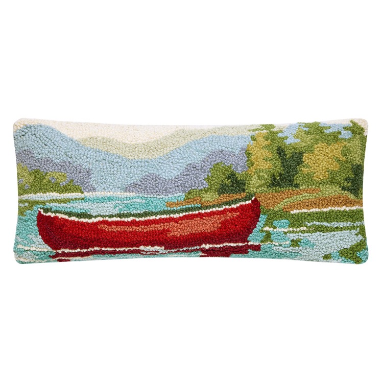30SJM11425C20OB 8 x 20 in. Lake Scene Poly Fill Hook Pillow