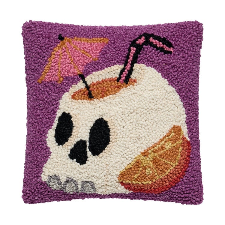 31AV1430C10SQ 10 x 10 in. Summerween Skull Poly Filled Decorative Throw Pillow - Set of 3